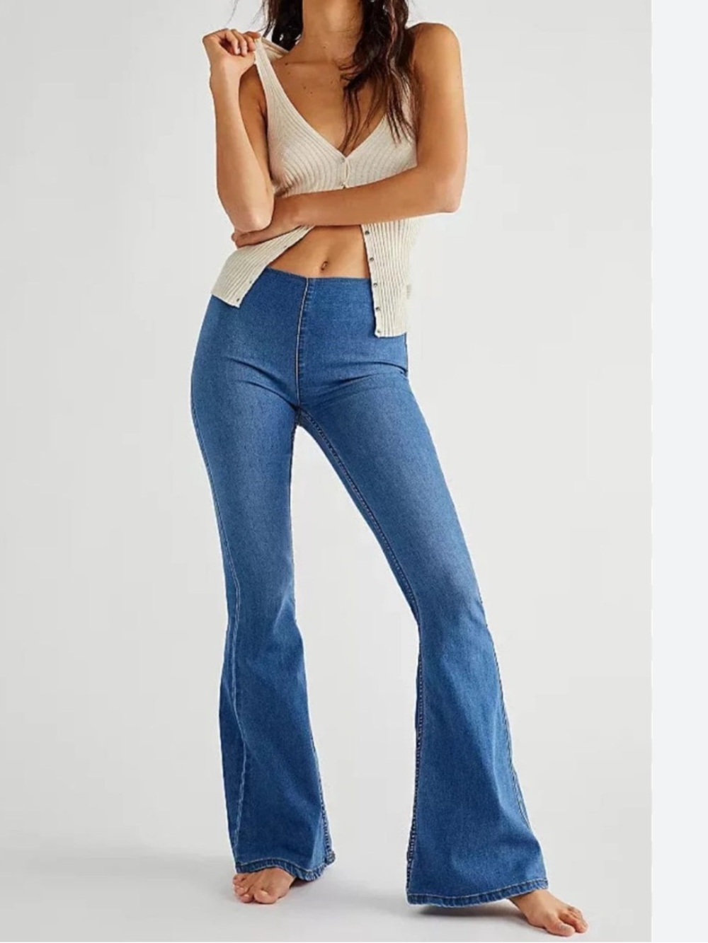 Free People Blue Straight Leg Jeans